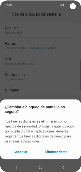 Pulsa Eliminar datos.