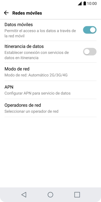 Pulsa Modo de red.