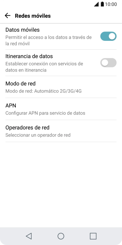 Pulsa Modo de red.