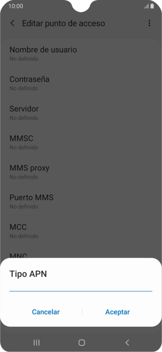 Introduce default y pulsa Aceptar.