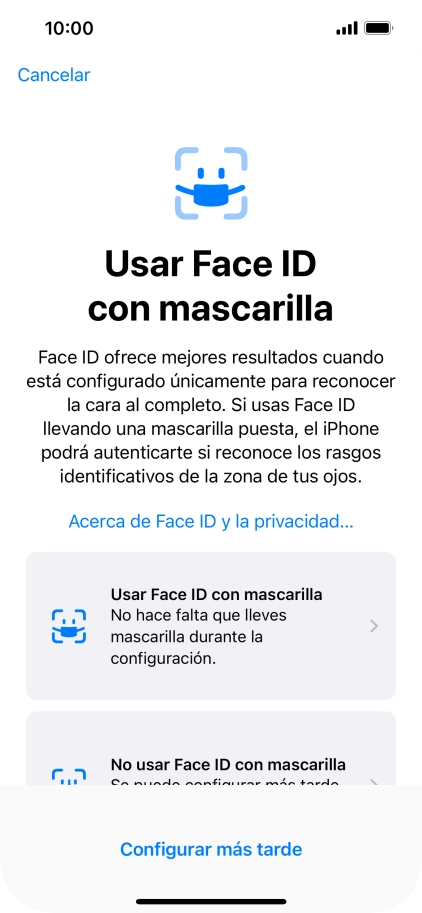 Pulsa Configurar más tarde.