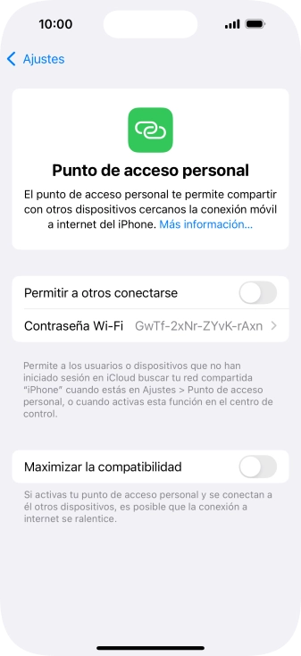 Pulsa Contraseña Wi-Fi e introduce una contraseña.
