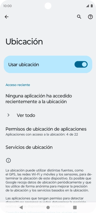 Pulsa Permisos de ubicación de aplicaciones.