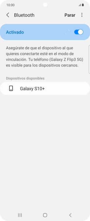 Pulsa el dispositivo Bluetooth deseado y sigue las indicaciones de la pantalla para vincular el dispositivo al teléfono.