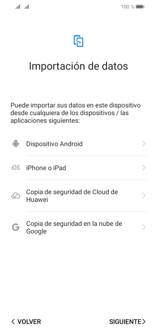 Puedes transferir el contenido de otro teléfono cuando activas tu teléfono por primera vez y cuando lo has restablecido. Cuando aparezca en la pantalla del teléfono esta imagen, ya está listo para la transmisión del contenido del otro teléfono.