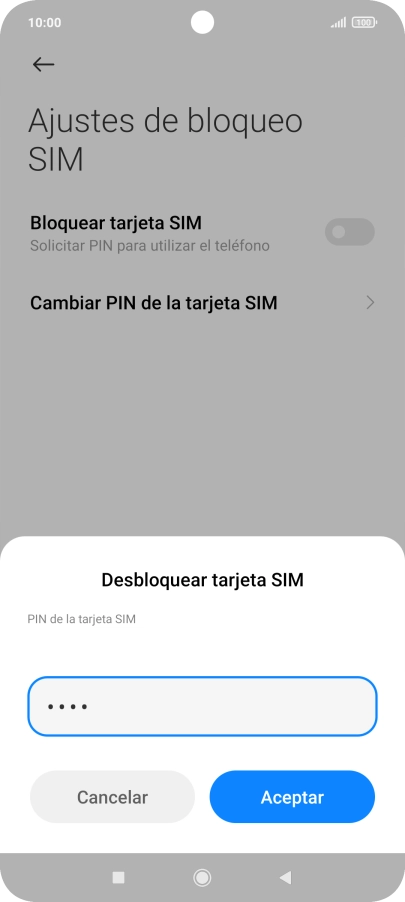 Introduce tu código PIN y pulsa Aceptar.