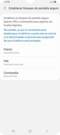 Pulsa el código de seguridad deseado y sigue las indicaciones de la pantalla para crear un código de seguridad del teléfono adicional.