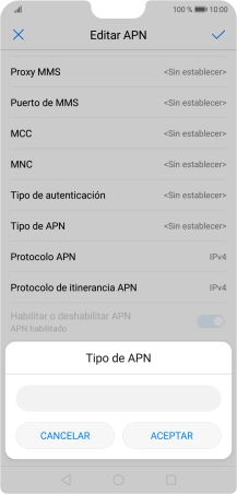 Introduce default y pulsa ACEPTAR.
