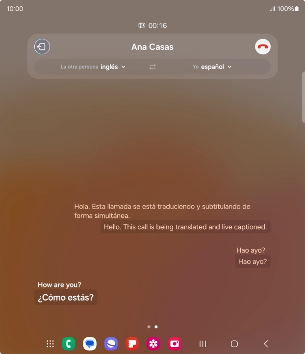 Graba la palabra o frase deseadas y espera a que aparezca la traducción.