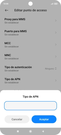 Introduce default y pulsa Aceptar.