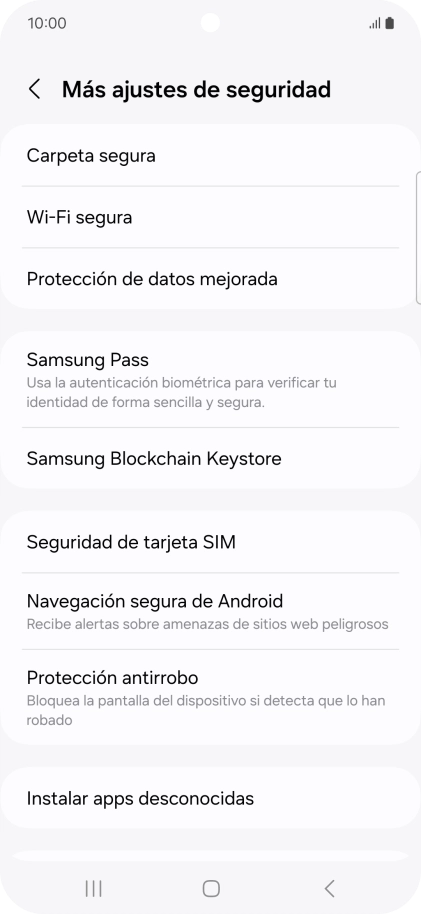 Pulsa Seguridad de tarjeta SIM.