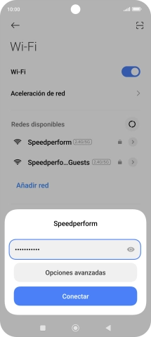 Introduce la contraseña de la red wifi y pulsa Conectar.