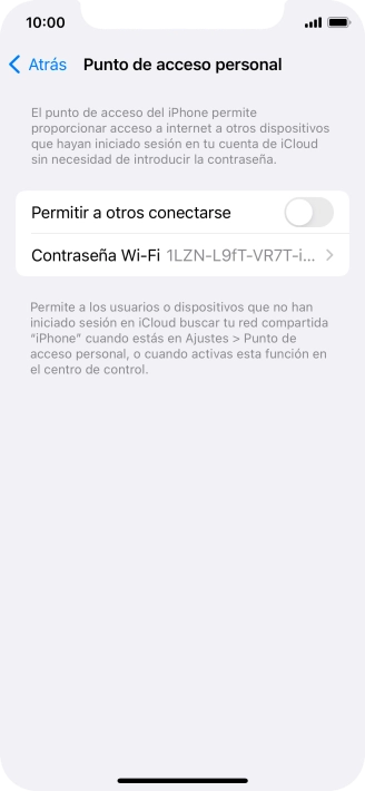 Pulsa Contraseña Wi-Fi e introduce una contraseña.