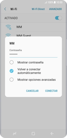 Introduce la contraseña de la red wifi y pulsa CONECTAR.
