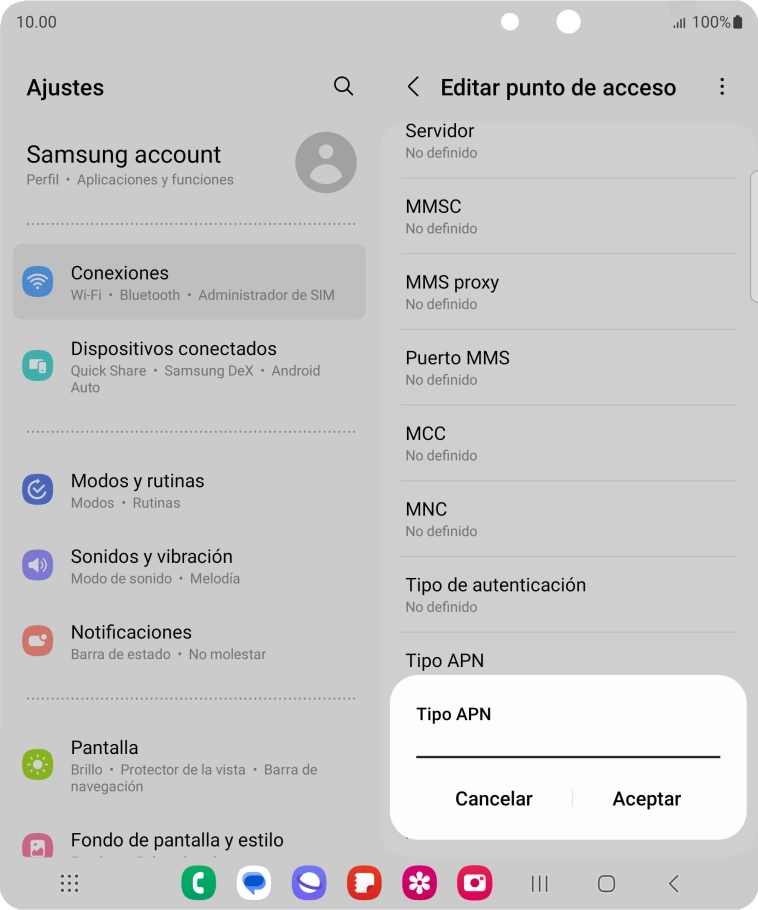 Introduce default y pulsa Aceptar.