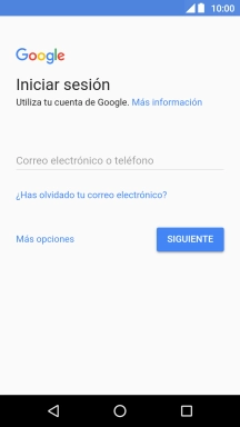 Si no tienes una cuenta de Google, pulsa Más opciones y sigue las indicaciones de la pantalla para ver cómo crear una cuenta nueva.