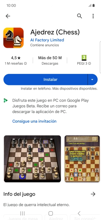 Pulsa Instalar y sigue las indicaciones de la pantalla para instalar la app.