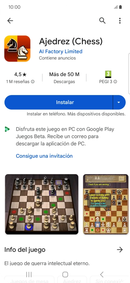 Pulsa Instalar y sigue las indicaciones de la pantalla para instalar la app.