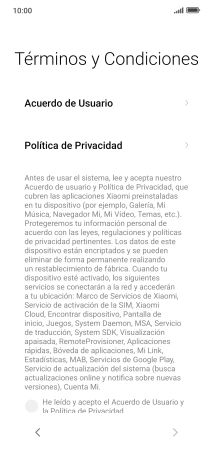 Pulsa en el campo  para aceptar los términos y condiciones.