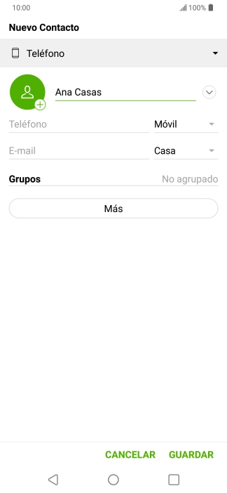 Pulsa Teléfono e introduce el número de teléfono deseado.