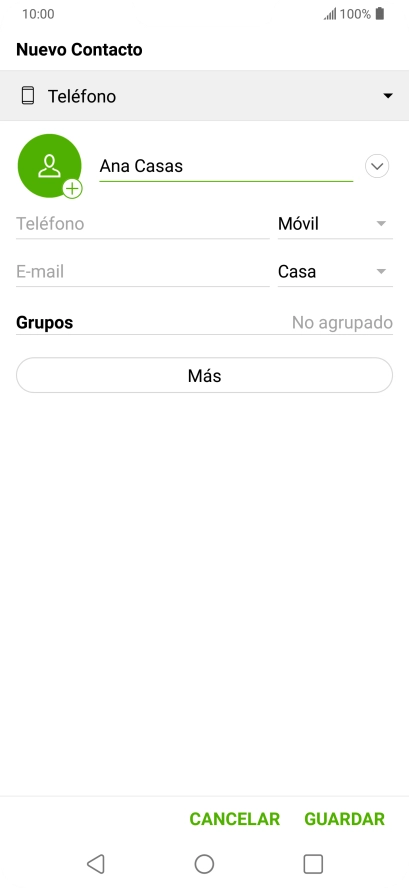 Pulsa Teléfono e introduce el número de teléfono deseado.