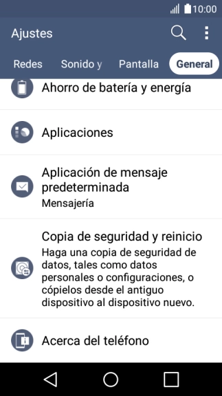 Pulsa Copia de seguridad y reinicio.