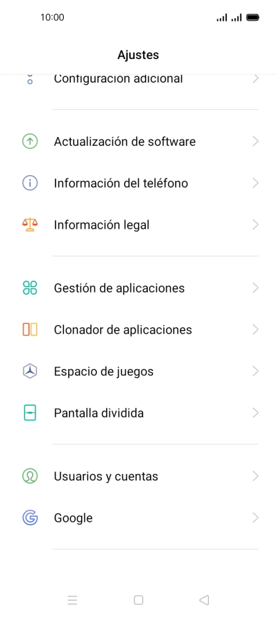 Pulsa Usuarios y cuentas.