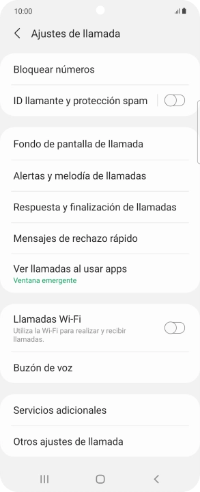 Pulsa Servicios adicionales.
