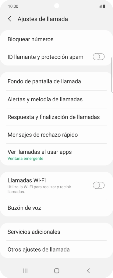 Pulsa Servicios adicionales.