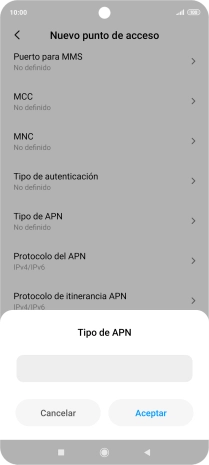 Introduce default y pulsa Aceptar.
