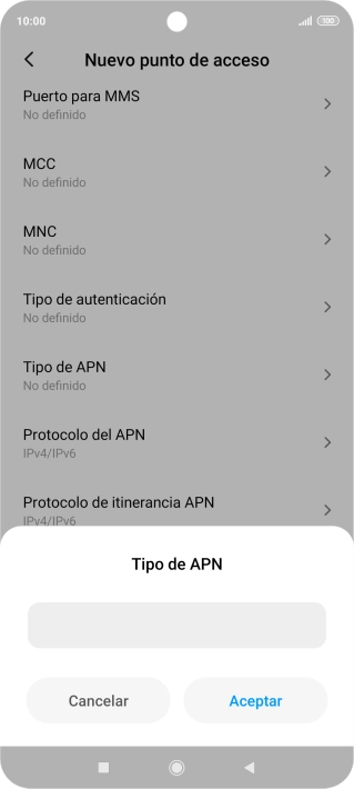 Introduce default y pulsa Aceptar.