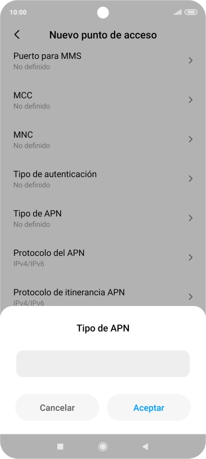 Introduce default y pulsa Aceptar.