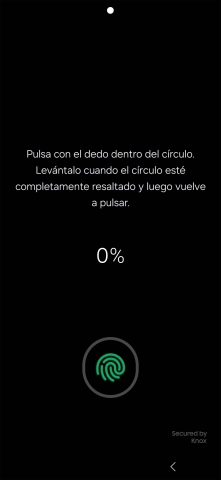 Sigue las indicaciones de la pantalla para crear una huella digital como código de seguridad.