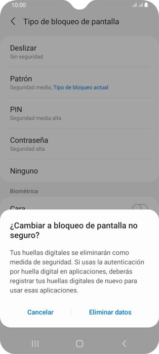 Pulsa Eliminar datos.