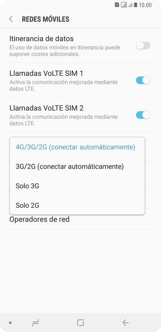 Pulsa el tipo de red deseado.