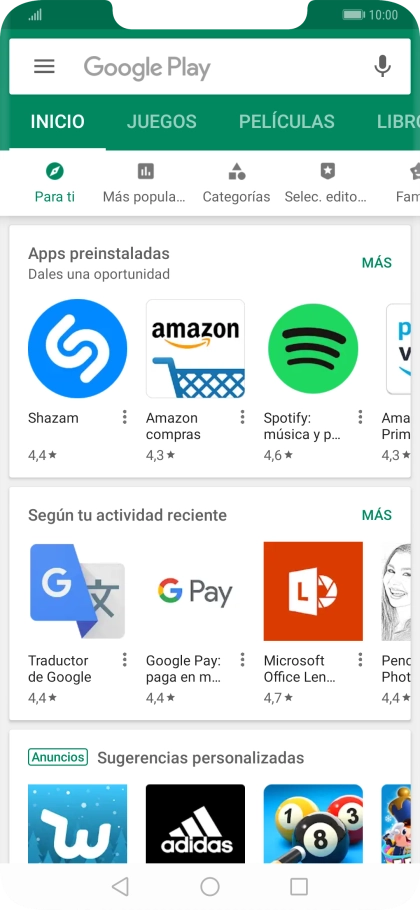 Pulsa en el campo de búsqueda.