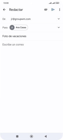 Pulsa en el campo de escritura  y escribe el texto del correo electrónico.