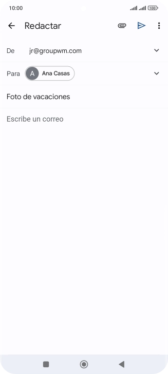 Pulsa en el campo de escritura  y escribe el texto del correo electrónico.