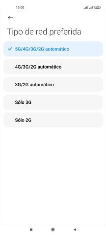 Pulsa el tipo de red deseado.