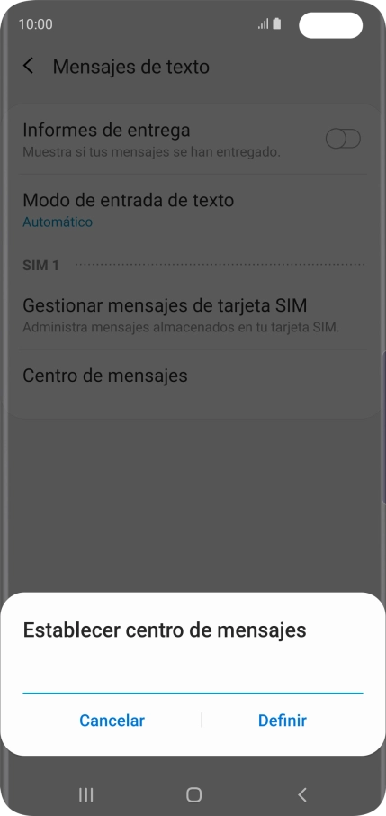 Introduce +34607003110 y pulsa Definir.