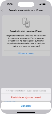 Pulsa Restablecer ajustes de red.