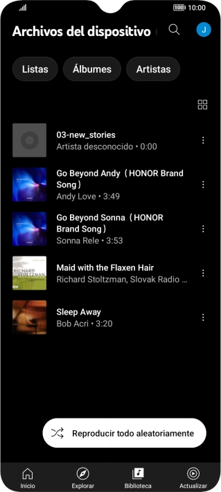 Pulsa el archivo de música deseado.