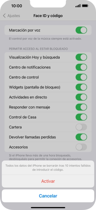 Si activas la función, pulsa Activar.