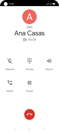Pulsa el icono de finalizar llamada.