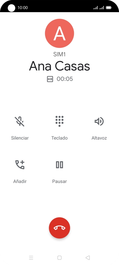 Pulsa el icono de finalizar llamada.