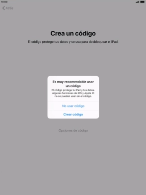 Si desactivas la función, pulsa No usar código.