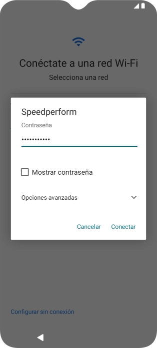 Introduce la contraseña de la red wifi y pulsa Conectar.