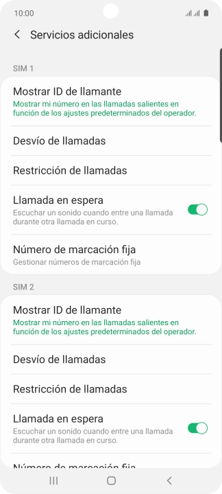 Pulsa Desvío de llamadas bajo la tarjeta SIM deseada.