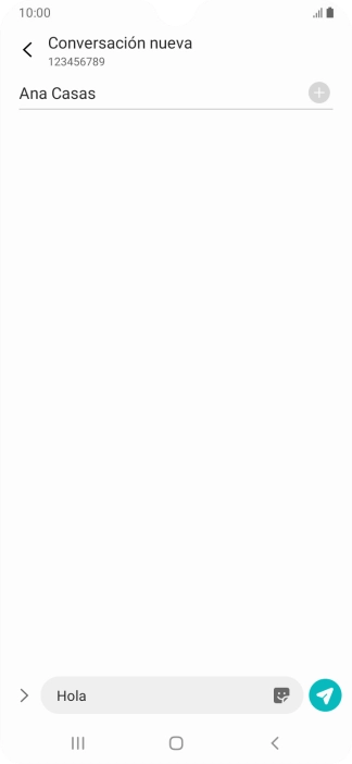 Pulsa el icono de envío cuando termines de escribir el mensaje corto.