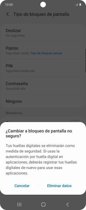 Pulsa Eliminar datos.